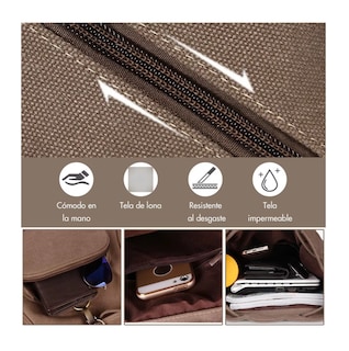 Foto 4 | Mochila Escolar Antirrobo Para Mujer Mochila De Lona Se Adapta Una Laptop De 13 Pulgadas Marrón Belug