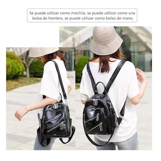 Foto 2 | Mochila De Cuero Suave Y Simple De Moda Negro