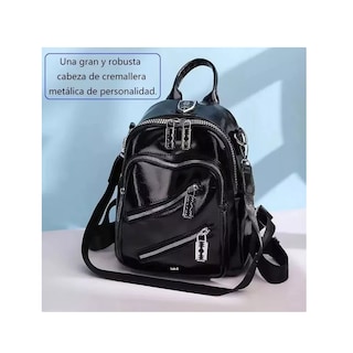 Foto 3 | Mochila De Cuero Suave Y Simple De Moda Negro