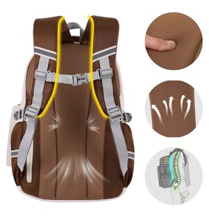 Foto 4 | Mochila Escolar De Viaje Para Laptop Gran Capacidad Set De 3 Piezas Beige/marrón