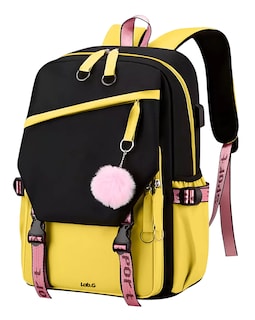 Foto 1 | Mochila Estilo Coreano Juvenil Lab.g Moda Con Puerto Usb Amarillo Negro