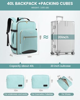 Foto 5 | Mochila Lovevook de Viaje 17 Pulgadas Menta - Venta Internacional