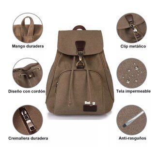 Foto 2 | Mochila Escolar Antirrobo Para Mujer Marrón Belug