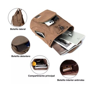 Foto 3 | Mochila Escolar Antirrobo Para Mujer Marrón Belug