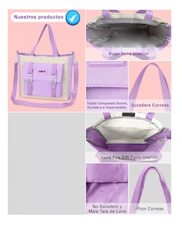 Foto 2 | Mochila Escolar Viaje Bolsa Impermeable Mochilas Reforzada 2 En 1 Violeta