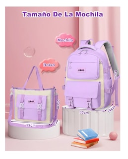 Foto 3 | Mochila Escolar Viaje Bolsa Impermeable Mochilas Reforzada 2 En 1 Violeta