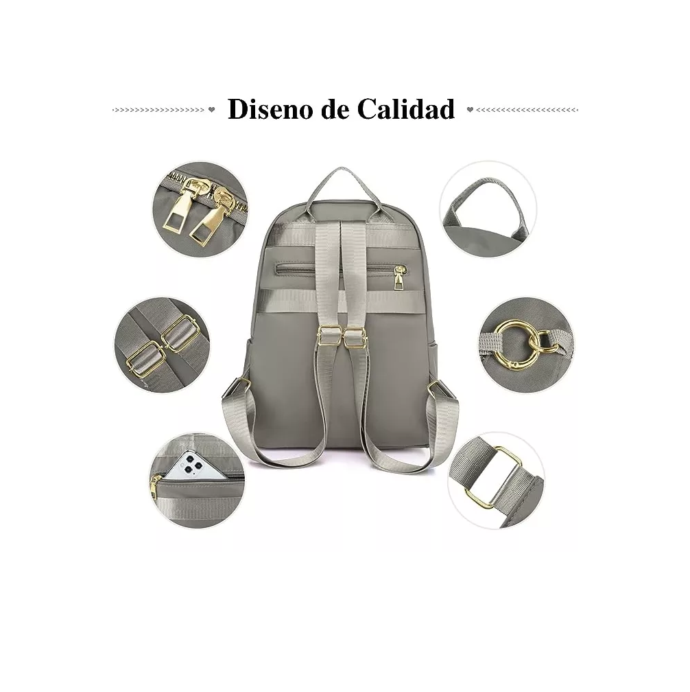 Foto 4 pulgar | Bolsas Mochilas Escolares De Mujer Bolso Antirrobo 2 Piezas Moda Caqui