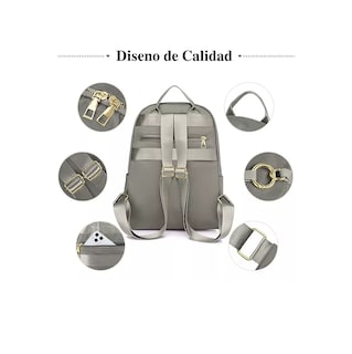 Foto 3 | Bolsas Mochilas Escolares De Mujer Bolso Antirrobo 2 Piezas Moda Caqui