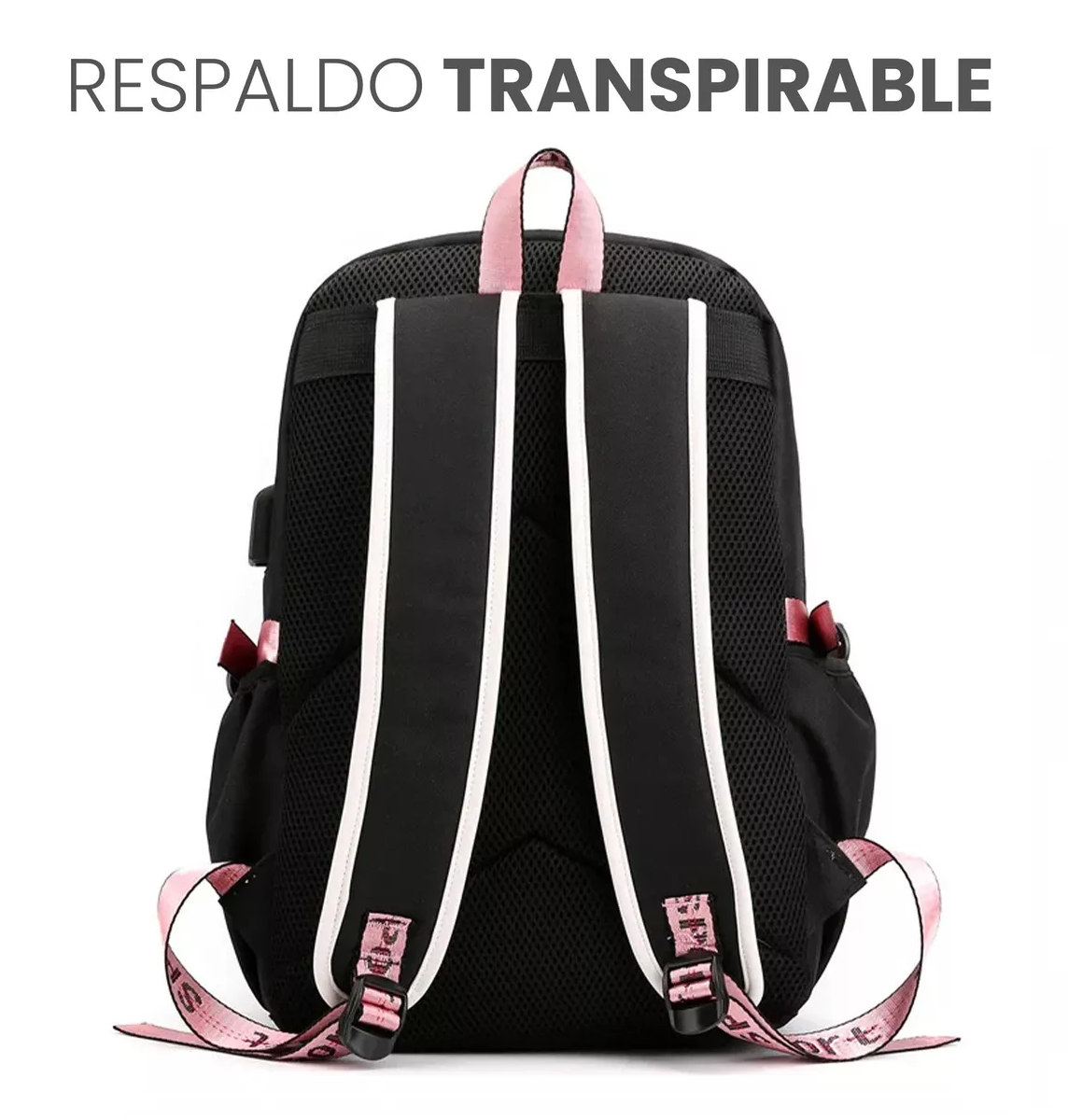 Foto 5 | Mochila Kawaii Estilo Coreano Belug Juvenil Moda Con Puerto Usb Amarillo Con Negro