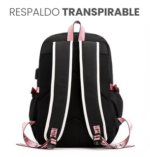 Foto 5 | Mochila Kawaii Estilo Coreano Belug Juvenil Moda Con Puerto Usb Amarillo Con Negro