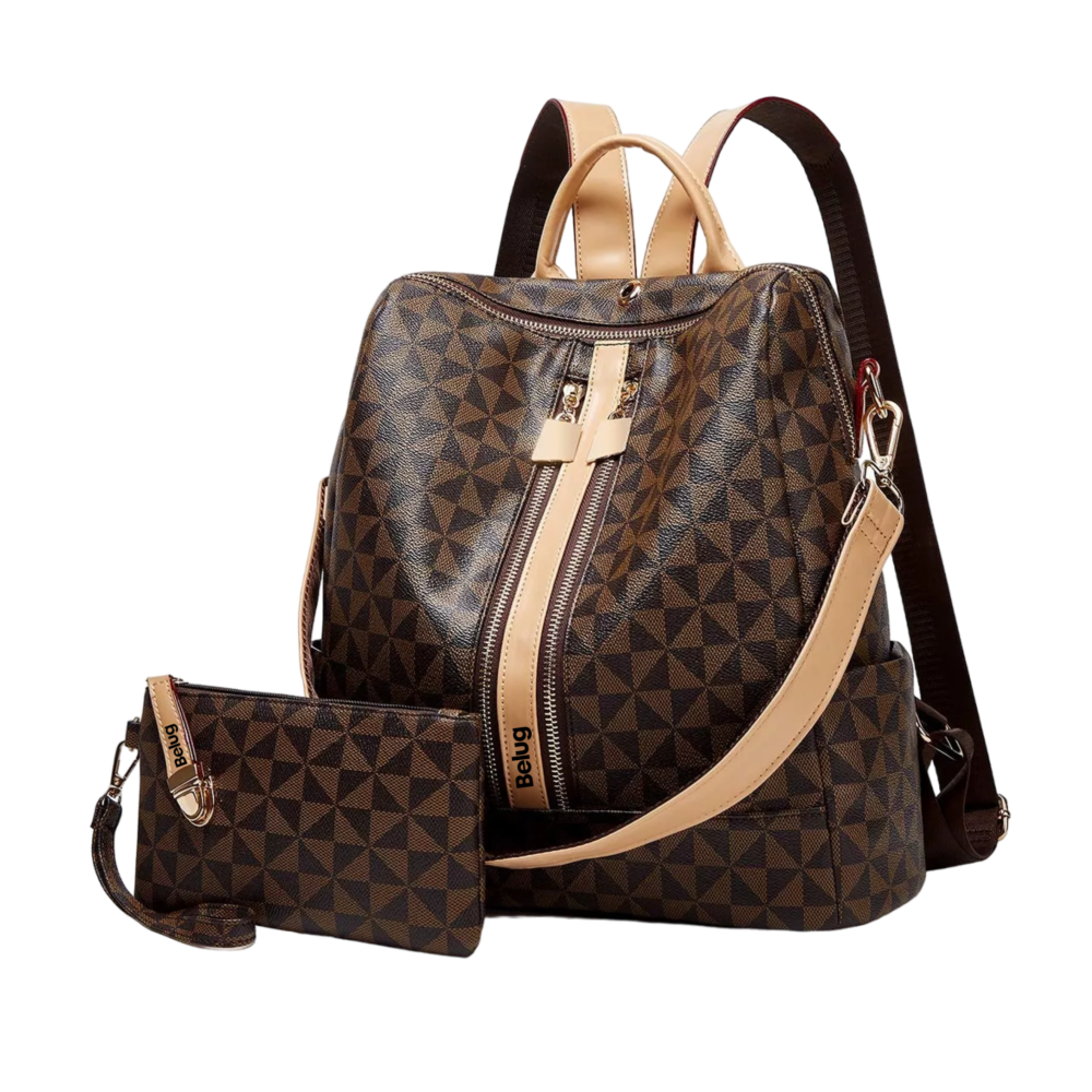 Foto 2 pulgar | Kit Mochila Belug,  Moda Casual Bolso Casual Para Mujer 2 Piezas, Marrón Oscuro