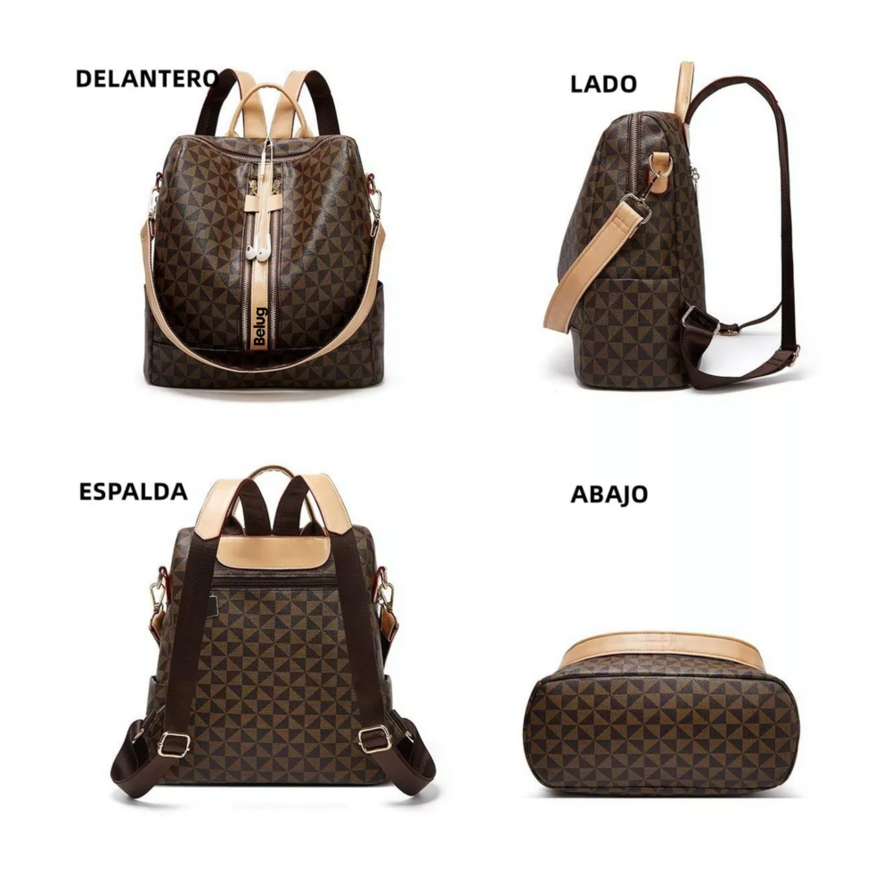 Foto 4 pulgar | Kit Mochila Belug,  Moda Casual Bolso Casual Para Mujer 2 Piezas, Marrón Oscuro