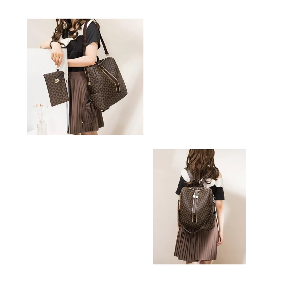 Foto 6 pulgar | Kit Mochila Belug,  Moda Casual Bolso Casual Para Mujer 2 Piezas, Marrón Oscuro