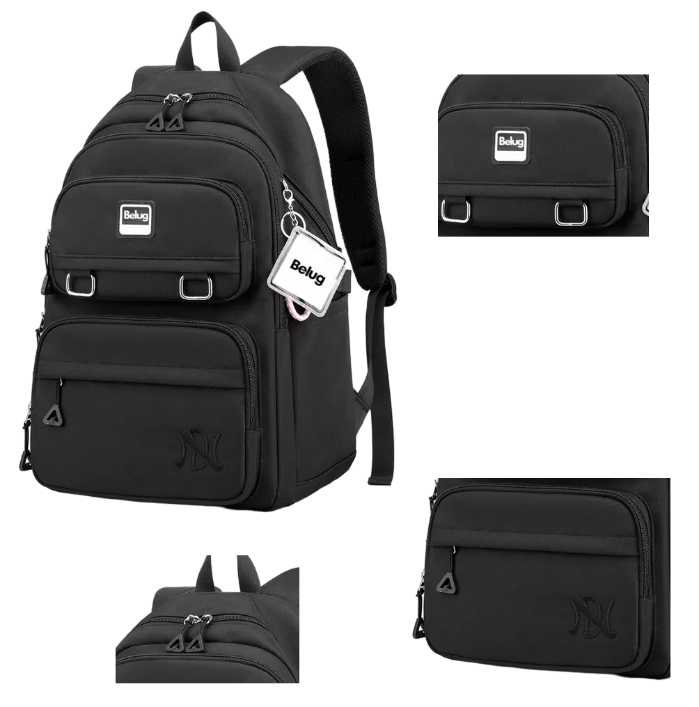 Foto 4 | Mochila Portátil Para Estudiantes Belug Tiene Gran Capacidad Y Es Liviana 35l Negro