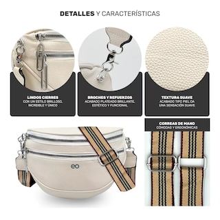 Foto 2 | Riñonera Retro De Cuero Para Mujer Eo Safe Imports Esi-14472-1 Blanco