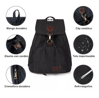 Foto 2 | Mochila Escolar Antirrobo Para Mujer, Lab.g Negro