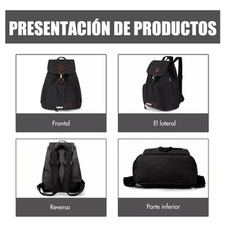 Foto 2 | Mochila Escolar Antirrobo Lab.g Para Mujer Mochila De Lona Se Adapta Una Laptop De 13 Pulgada Negro
