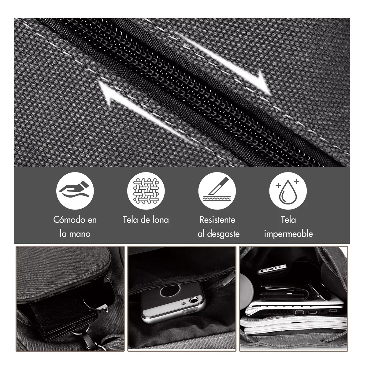 Foto 3 | Mochila Escolar Antirrobo Lab.g Para Mujer Mochila De Lona Se Adapta Una Laptop De 13 Pulgada Negro