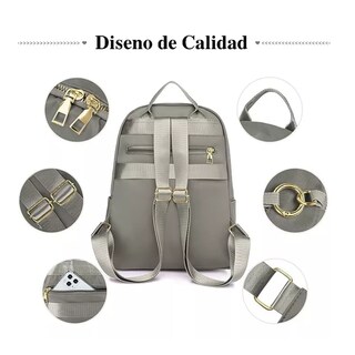 Foto 4 | Bolsas Mochilas Escolares De Mujer Bolso Antirrobo 2 Piezas Moda Belug Caqui