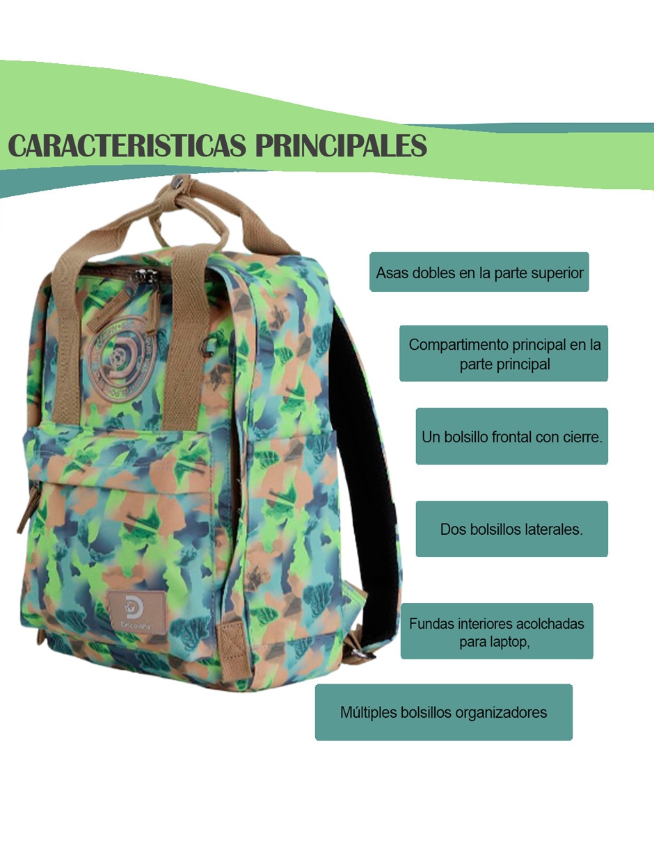 Foto 3 pulgar | Mochila Cave Discovery Chica Color Verde Camo