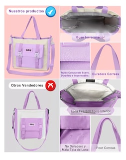 Foto 2 | Mochila Escolar Viaje Bolsa Impermeable Mochilas Reforzada 2 En 1, Belug Violeta