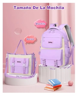 Foto 3 | Mochila Escolar Viaje Bolsa Impermeable Mochilas Reforzada 2 En 1, Belug Violeta