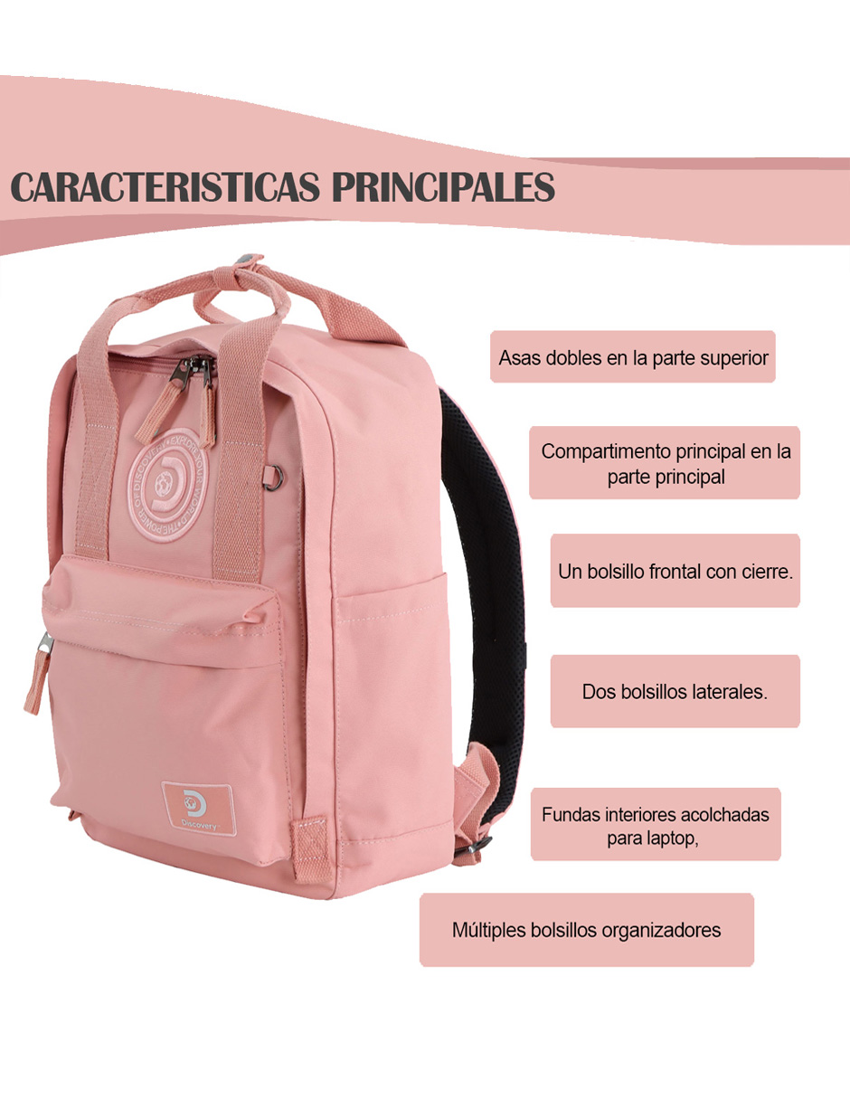Foto 3 pulgar | Mochila Cave  Color Coral Rosa  Discovery