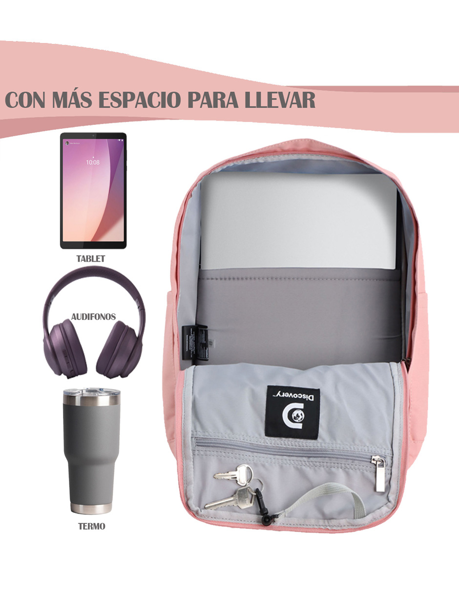 Foto 5 pulgar | Mochila Cave  Color Coral Rosa  Discovery