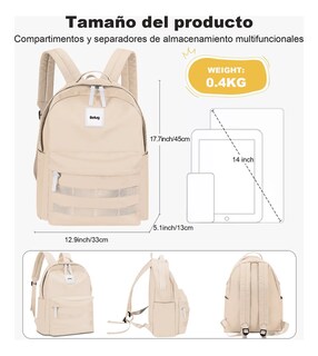 Foto 2 | Mochila Escolar De Moda Y Viaje Belug Beige