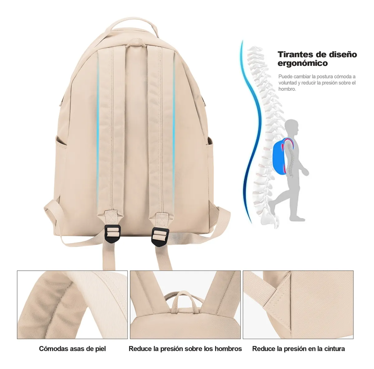 Foto 6 pulgar | Mochila Escolar De Moda Y Viaje Belug Beige