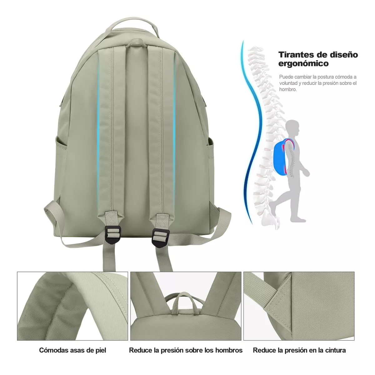 Foto 5 pulgar | Mochila Escolar De Moda Y Viaje Belug Verde