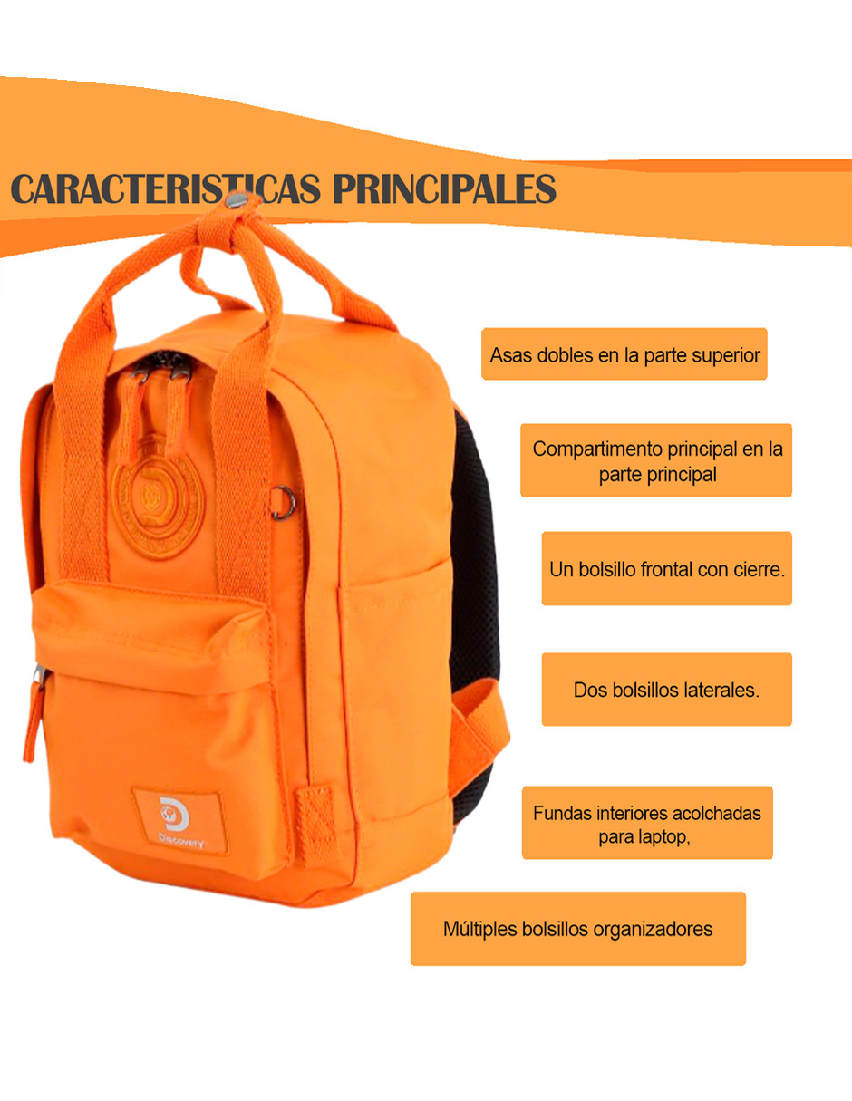 Foto 2 | Mochila Mod. Cave Discovery  Chica Color Naranja
