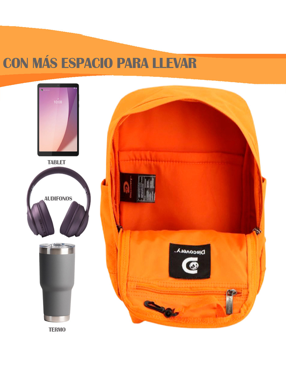 Foto 4 | Mochila Mod. Cave Discovery  Chica Color Naranja