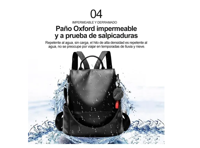 Foto 5 pulgar | Mochila Xtellar Mujer Moda Impermeable Cuero Bolsa Para Mujer Color Negro