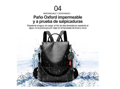 Foto 4 | Mochila Xtellar Mujer Moda Impermeable Cuero Bolsa Para Mujer Color Negro