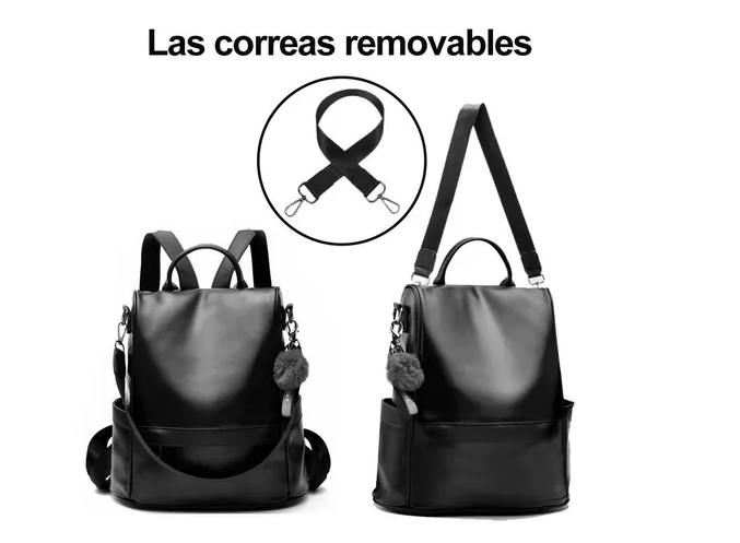Foto 6 pulgar | Mochila Xtellar Mujer Moda Impermeable Cuero Bolsa Para Mujer Color Negro
