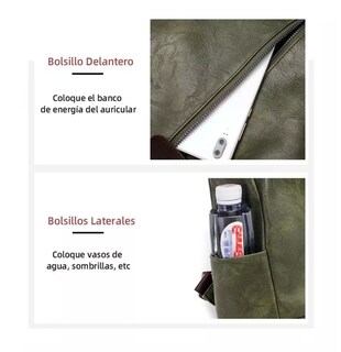 Foto 3 | Mochila De Mujer, Mochila Antirrobo Piel, Verde