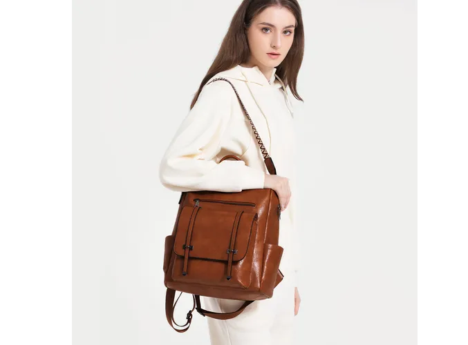 Foto 4 | Mochilas Xtellar De Cuero Para Mujer Pu Cuero Antirrobo Impermeable