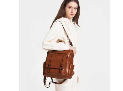 Foto 4 | Mochilas Xtellar De Cuero Para Mujer Pu Cuero Antirrobo Impermeable