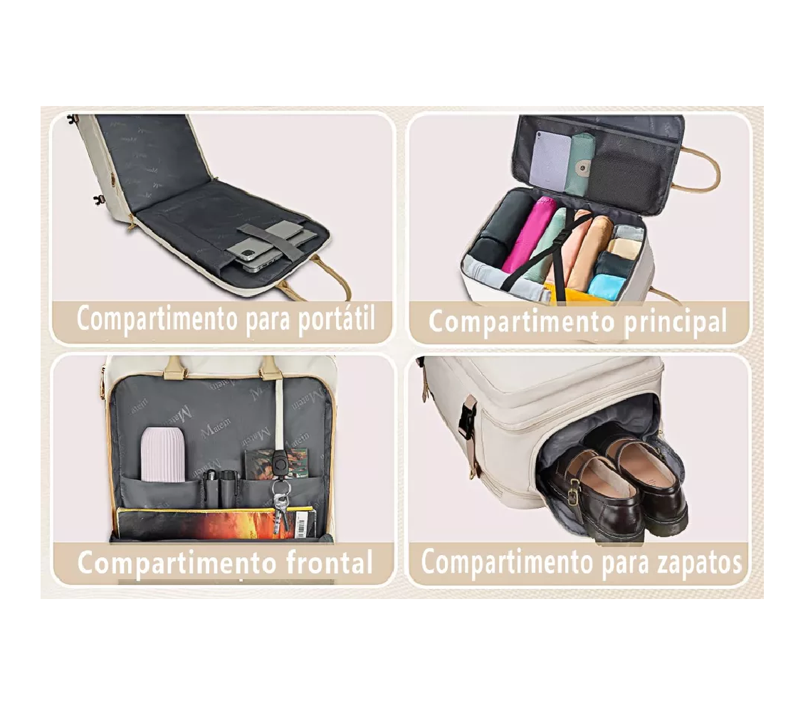Foto 4 pulgar | Mochila De Viaje Para Mujer, 52l Beige