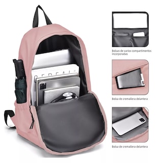 Foto 3 | Mochila Escolar Diseño Lisa 32l Belug, Color Rosa