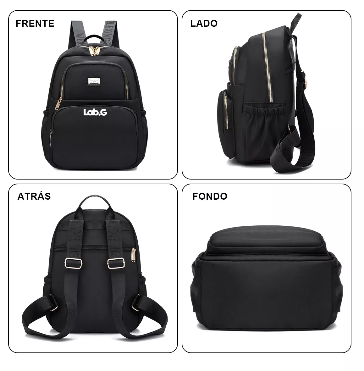 Foto 4 pulgar | Mochila Bolso De Mujer Lab.g  Impermeable Antirrobo Moda, Negro
