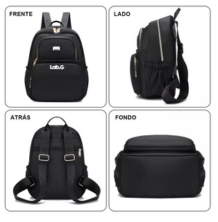 Foto 3 | Mochila Bolso De Mujer Lab.g Impermeable Antirrobo Moda, Negro