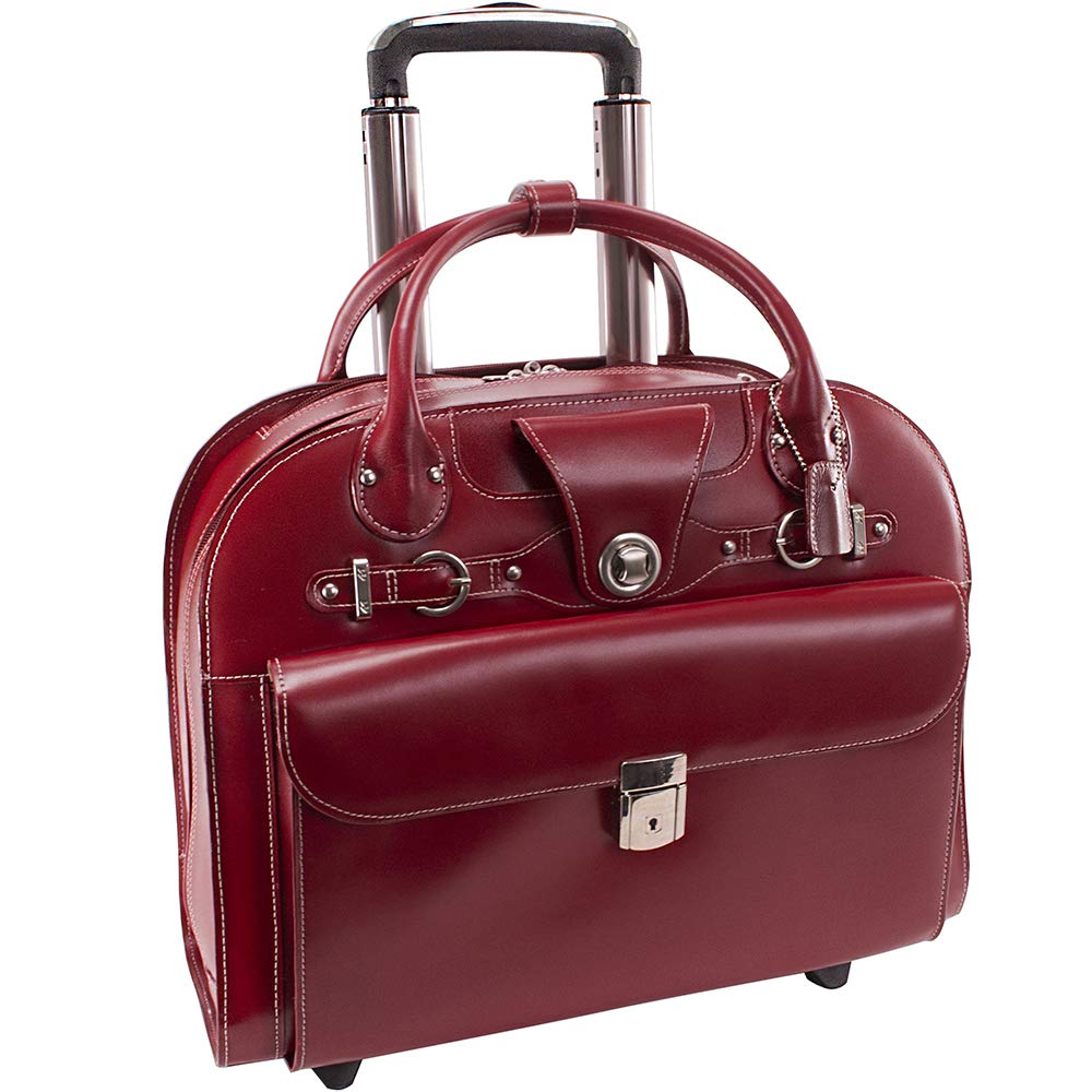 Maletín Para Portátil Mcklein Edgebrook 15 En Piel Con Ruedas, Color Rojo - Venta Internacional.