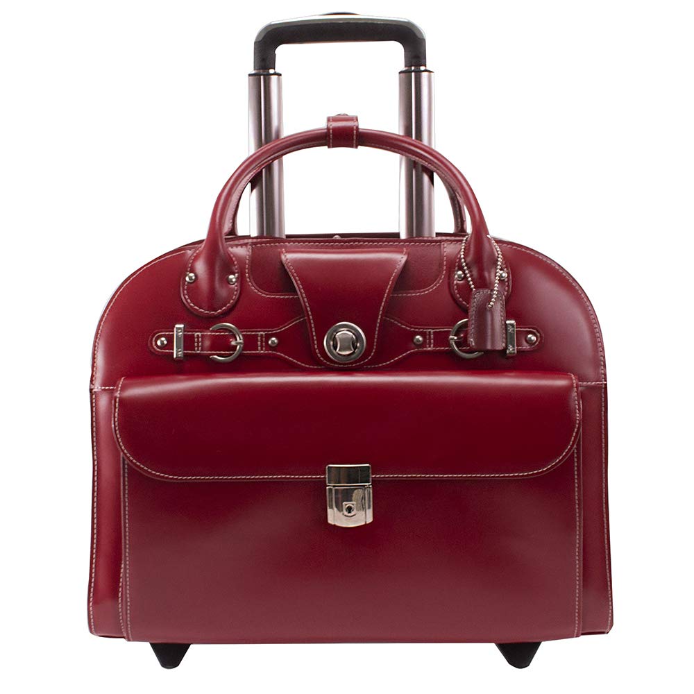 Foto 2 | Maletín Para Portátil Mcklein Edgebrook 15 En Piel Con Ruedas, Color Rojo - Venta Internacional.