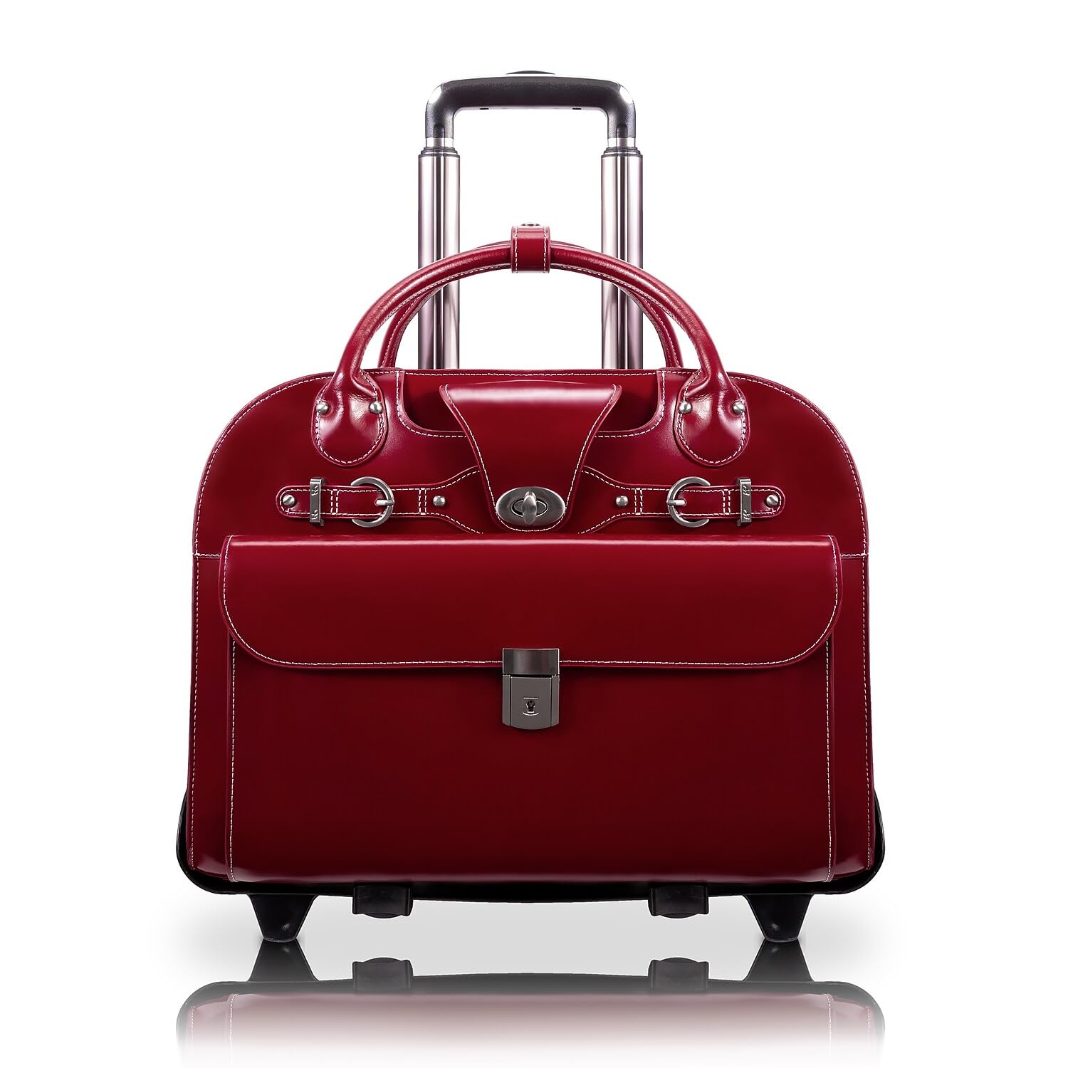 Maletín Mcklein Roseville 15 De Piel Con Ruedas Rojo - Venta Internacional.