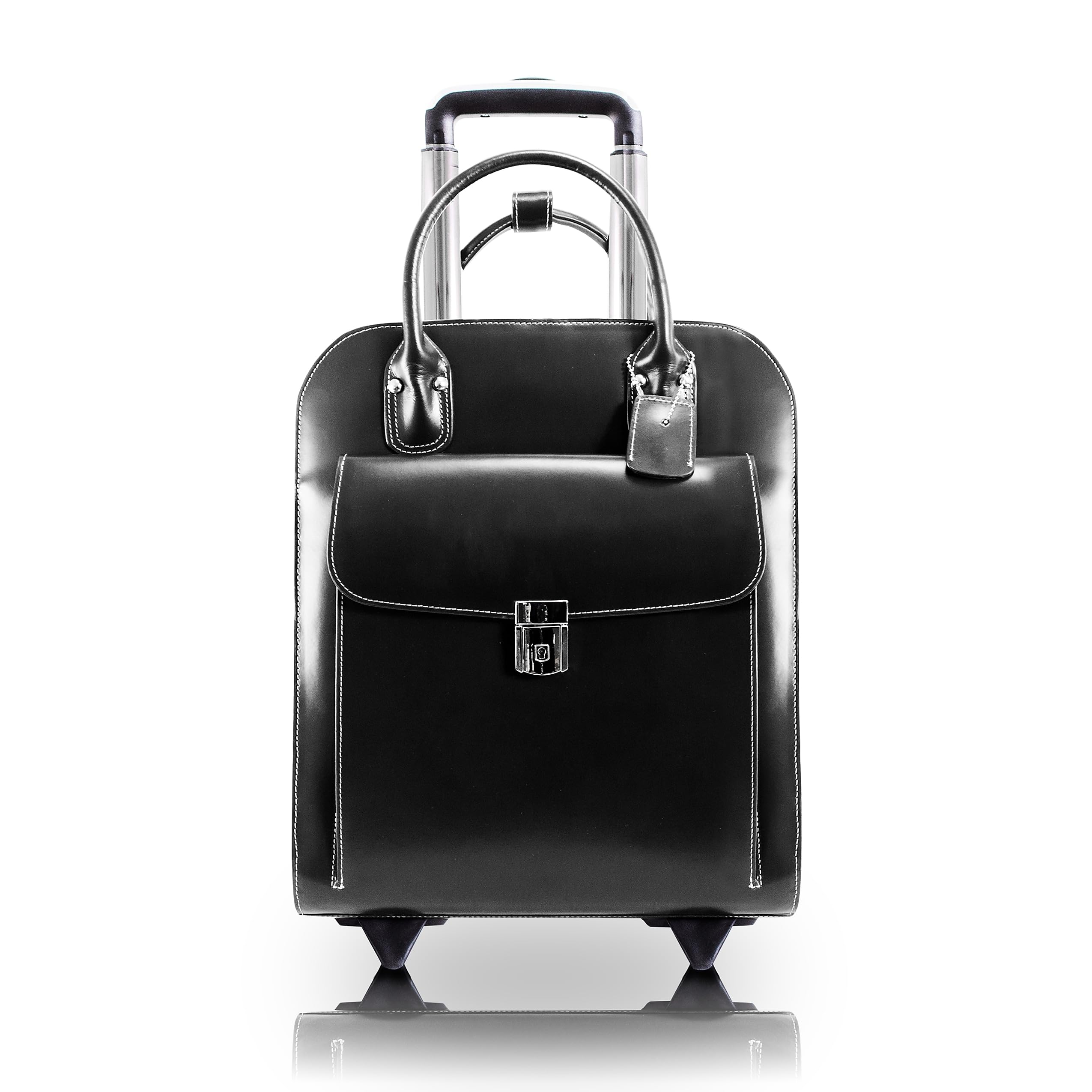 Maletín Para Portátil Mcklein Uptown 15 De Piel Con Ruedas, Color Negro - Venta Internacional.