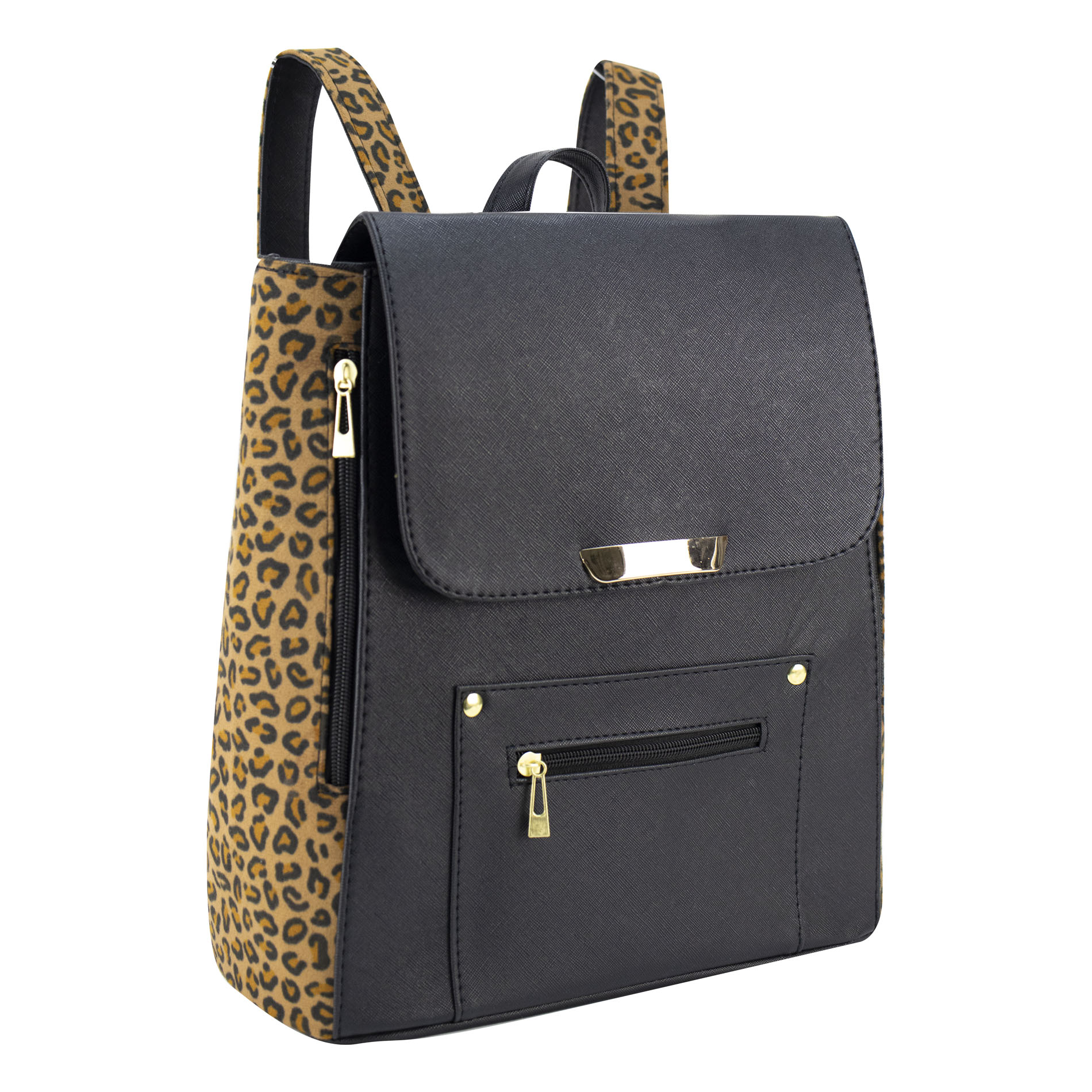 Foto 3 pulgar | Mochila Para Dama Negro Leopardo Felino Sintetico Africa Nueva Imagen
