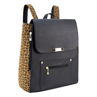 Foto 2 | Mochila Para Dama Negro Leopardo Felino Sintetico Africa Nueva Imagen
