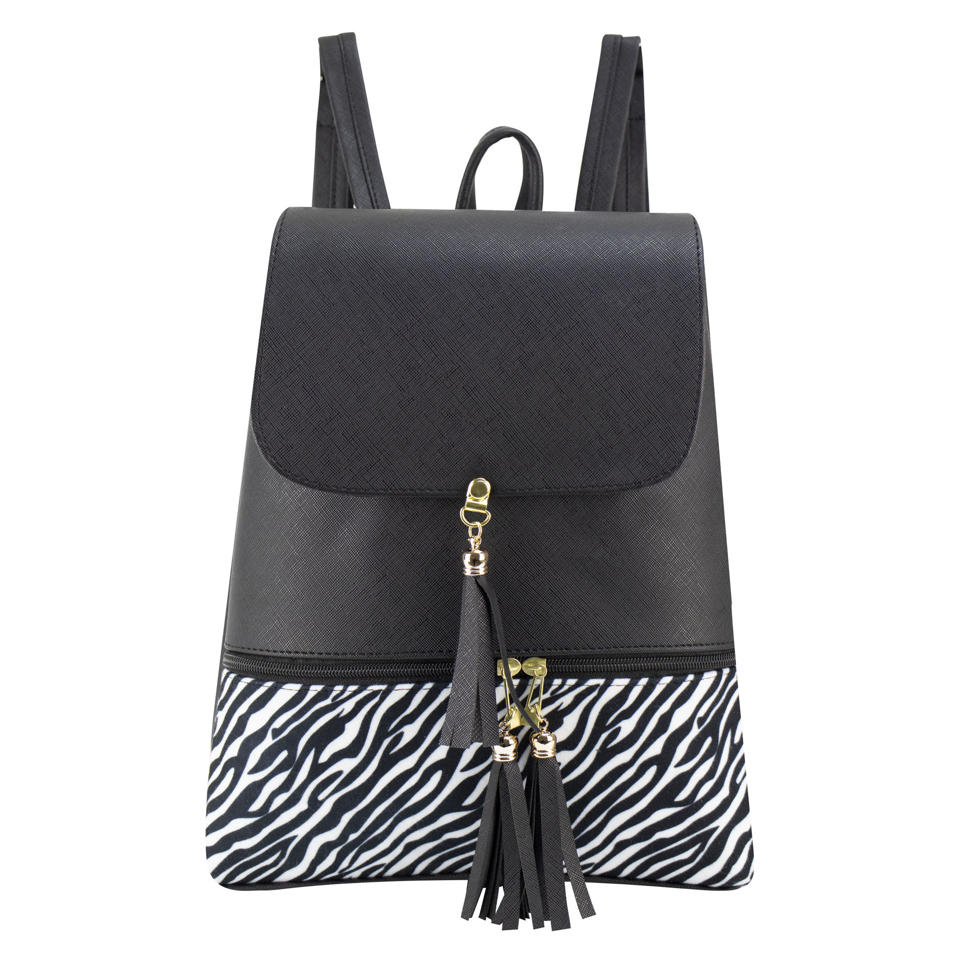 Mochila Para Dama Negro Cebra Sintetico Cony Nueva Imagen